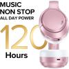 imageHybrid Active Noise Cancelling Bluetooth 60 Headphones 120H Playtime 6 ENC Clear Call Mic Over Ear Headphones Wireless with HiRes Audio Comfort Earcup Low Latency ANC Headphone for Travel WorkoutRose Gold