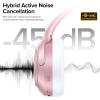 imageHybrid Active Noise Cancelling Bluetooth 60 Headphones 120H Playtime 6 ENC Clear Call Mic Over Ear Headphones Wireless with HiRes Audio Comfort Earcup Low Latency ANC Headphone for Travel WorkoutRose Gold