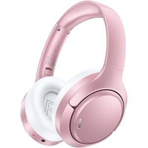 imageHybrid Active Noise Cancelling Bluetooth 60 Headphones 120H Playtime 6 ENC Clear Call Mic Over Ear Headphones Wireless with HiRes Audio Comfort Earcup Low Latency ANC Headphone for Travel WorkoutRose Gold