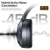 imageHybrid Active Noise Cancelling Headphones 120H Long Playtime 6 ENC Mic Wireless OverEar Bluetooth 60 HeadphonesHiRes Audio Memory Foam Earcup Transparency Mode ANC Headphone for Travel OfficeClassic Black